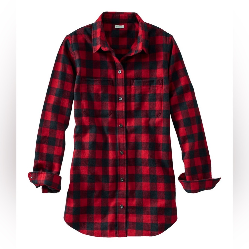L.L. Bean Scotch Plaid Flannel Shirt Tunic in Rob Roy XL Petite buffalo check